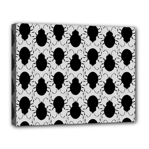 Pattern Beetle Insect Black Grey Canvas 14  X 11  (stretched) by Pakrebo