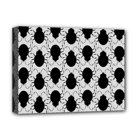 Pattern Beetle Insect Black Grey Deluxe Canvas 16  X 12  (stretched)  by Pakrebo