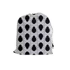 Pattern Beetle Insect Black Grey Drawstring Pouch (large) by Pakrebo