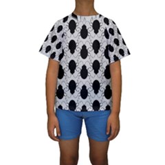 Pattern Beetle Insect Black Grey Kids  Short Sleeve Swimwear by Pakrebo