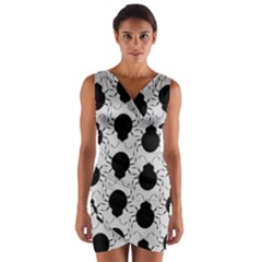 Pattern Beetle Insect Black Grey Wrap Front Bodycon Dress by Pakrebo