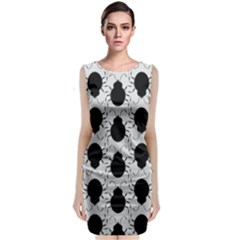 Pattern Beetle Insect Black Grey Classic Sleeveless Midi Dress by Pakrebo