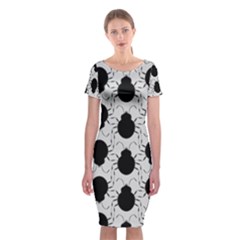 Pattern Beetle Insect Black Grey Classic Short Sleeve Midi Dress by Pakrebo