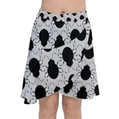 Pattern Beetle Insect Black Grey Chiffon Wrap Front Skirt by Pakrebo