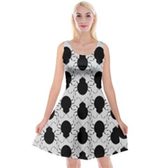 Pattern Beetle Insect Black Grey Reversible Velvet Sleeveless Dress by Pakrebo