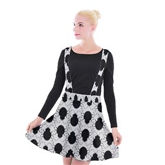 Pattern Beetle Insect Black Grey Suspender Skater Skirt by Pakrebo