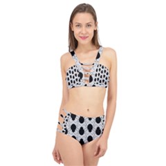 Pattern Beetle Insect Black Grey Cage Up Bikini Set by Pakrebo