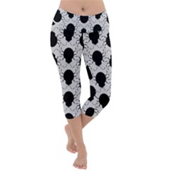 Pattern Beetle Insect Black Grey Lightweight Velour Capri Yoga Leggings