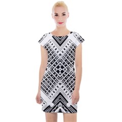 Pattern Tile Repeating Geometric Cap Sleeve Bodycon Dress