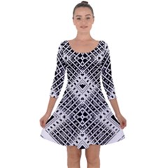 Pattern Tile Repeating Geometric Quarter Sleeve Skater Dress by Pakrebo