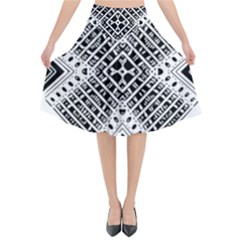 Pattern Tile Repeating Geometric Flared Midi Skirt by Pakrebo