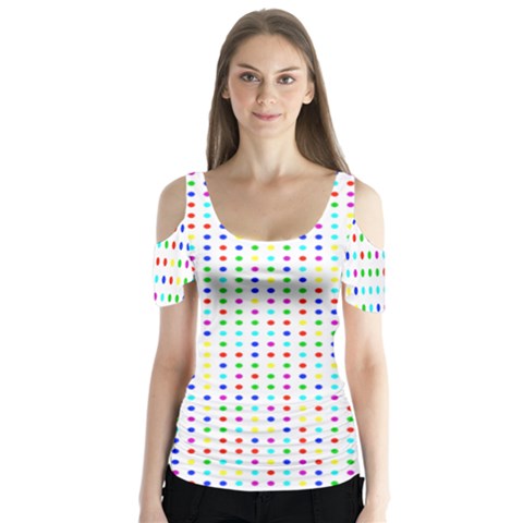 Dots Color Rows Columns Background Butterfly Sleeve Cutout Tee  by Pakrebo