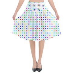 Dots Color Rows Columns Background Flared Midi Skirt by Pakrebo