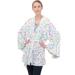 Dots Color Rows Columns Background Velvet Kimono Robe by Pakrebo