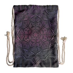 Mandala Neon Symmetric Symmetry Drawstring Bag (large) by Pakrebo