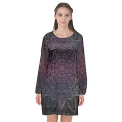 Mandala Neon Symmetric Symmetry Long Sleeve Chiffon Shift Dress  by Pakrebo