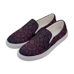 Mandala Neon Symmetric Symmetry Women s Canvas Slip Ons by Pakrebo