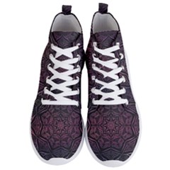 Mandala Neon Symmetric Symmetry Men s Lightweight High Top Sneakers by Pakrebo