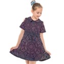 Mandala Neon Symmetric Symmetry Kids  Short Sleeve Shirt Dress View1