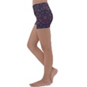 Mandala Neon Symmetric Symmetry Kids  Lightweight Velour Yoga Shorts View2