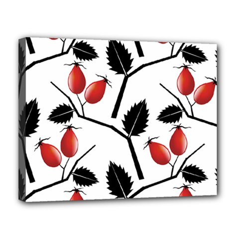 Rose Hip Pattern Branches Autumn Canvas 14  X 11  (stretched) by Pakrebo