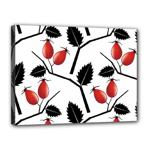 Rose Hip Pattern Branches Autumn Canvas 16  X 12  (stretched) by Pakrebo