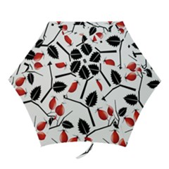 Rose Hip Pattern Branches Autumn Mini Folding Umbrellas by Pakrebo