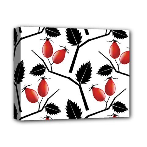 Rose Hip Pattern Branches Autumn Deluxe Canvas 14  X 11  (stretched) by Pakrebo