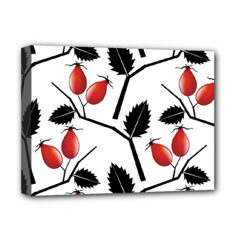 Rose Hip Pattern Branches Autumn Deluxe Canvas 16  X 12  (stretched)  by Pakrebo