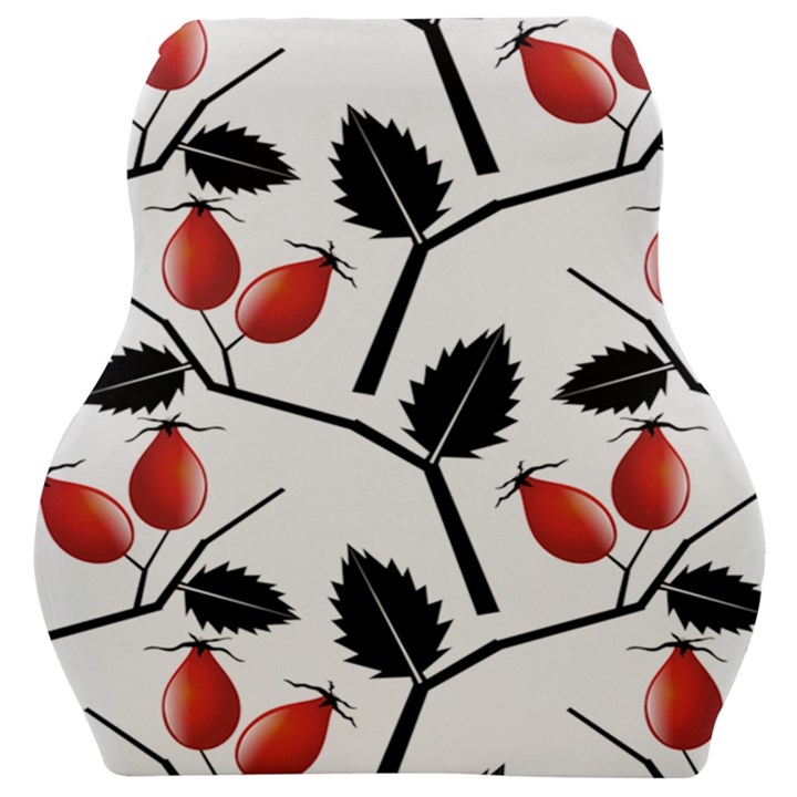 Rose Hip Pattern Branches Autumn Car Seat Velour Cushion 