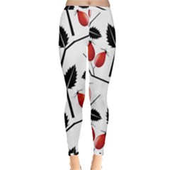 Rose Hip Pattern Branches Autumn Inside Out Leggings by Pakrebo