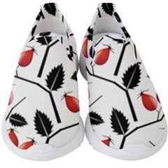 Rose Hip Pattern Branches Autumn Kids  Slip On Sneakers by Pakrebo