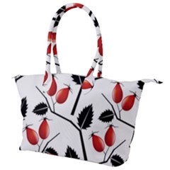 Rose Hip Pattern Branches Autumn Canvas Shoulder Bag