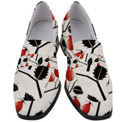 Rose Hip Pattern Branches Autumn Women s Chunky Heel Loafers