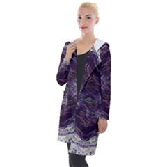 Pattern Abstract Horizontal Hooded Pocket Cardigan