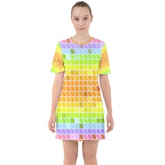 Pattern Geometric Square Art Sixties Short Sleeve Mini Dress by Pakrebo