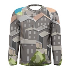 Village Place Portugal Landscape Men s Long Sleeve Tee by Pakrebo