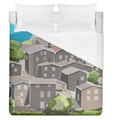 Village Place Portugal Landscape Duvet Cover (queen Size) by Pakrebo