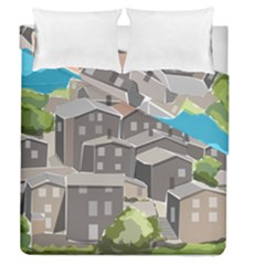 Village Place Portugal Landscape Duvet Cover Double Side (queen Size) by Pakrebo