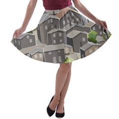 Village Place Portugal Landscape A-line Skater Skirt by Pakrebo