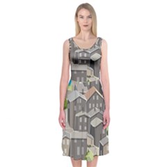 Village Place Portugal Landscape Midi Sleeveless Dress by Pakrebo