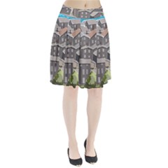 Village Place Portugal Landscape Pleated Skirt by Pakrebo