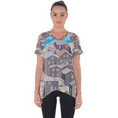 Village Place Portugal Landscape Cut Out Side Drop Tee by Pakrebo