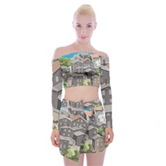 Village Place Portugal Landscape Off Shoulder Top With Mini Skirt Set by Pakrebo