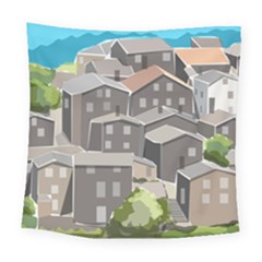 Village Place Portugal Landscape Square Tapestry (large) by Pakrebo