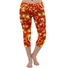 Pattern Valentine Heart Love Capri Yoga Leggings by Mariart