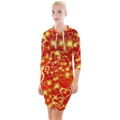 Pattern Valentine Heart Love Quarter Sleeve Hood Bodycon Dress