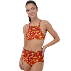 Pattern Valentine Heart Love High Waist Tankini Set