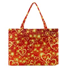 Pattern Valentine Heart Love Zipper Medium Tote Bag by Mariart