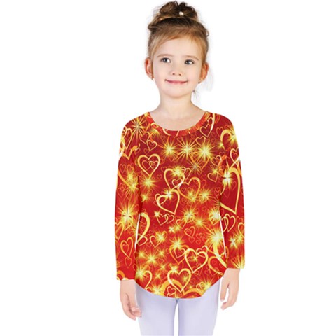 Pattern Valentine Heart Love Kids  Long Sleeve Tee by Mariart